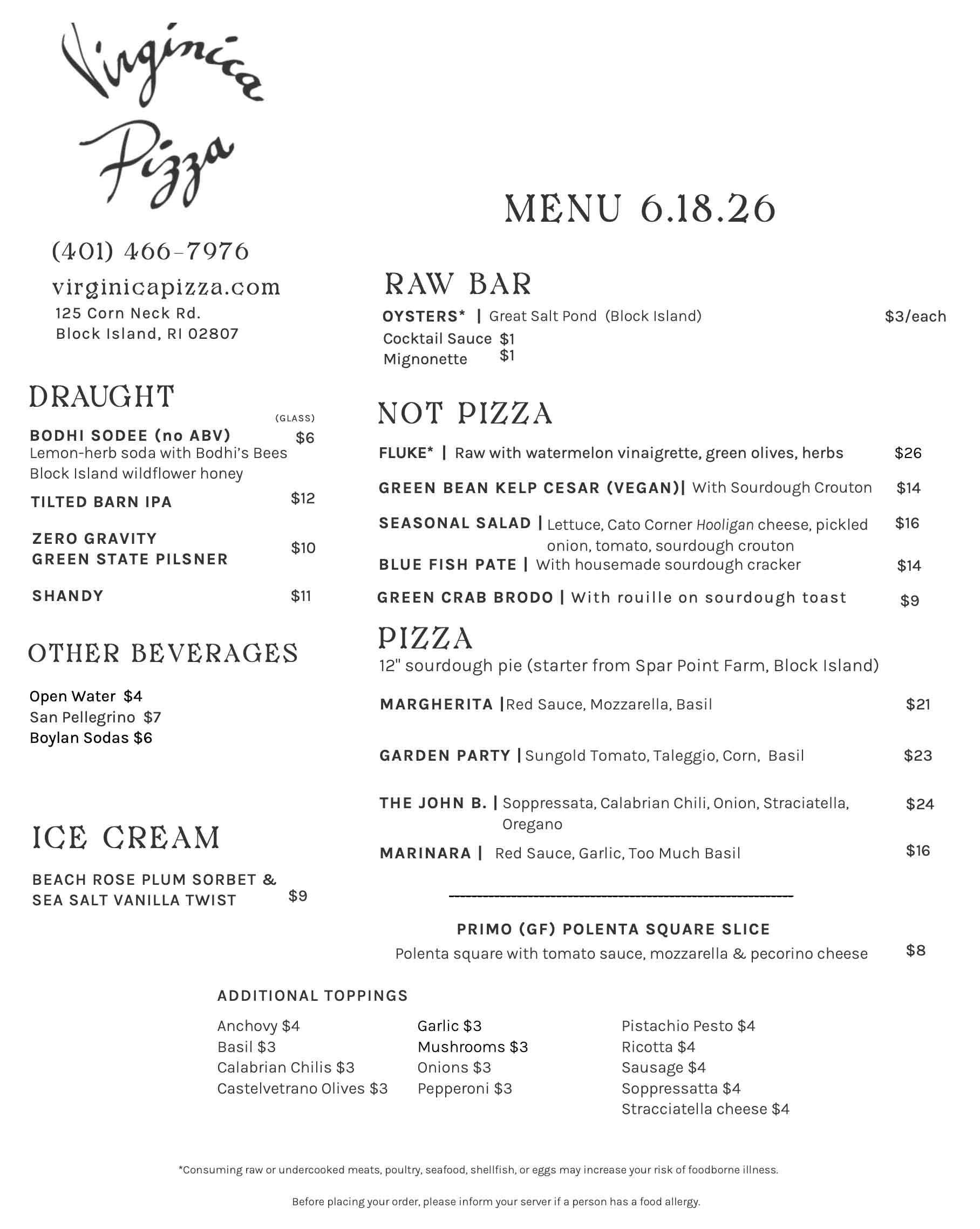 Sample Menu